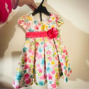 Floral Pink Sash Party Dress